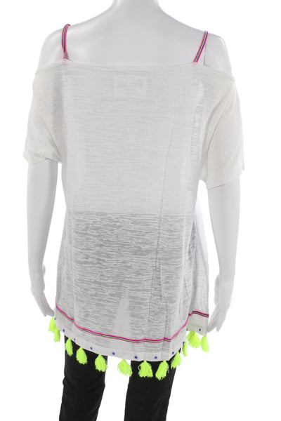 Pitusa Women White Tunic Beach Short Sleeve Top Size One Size