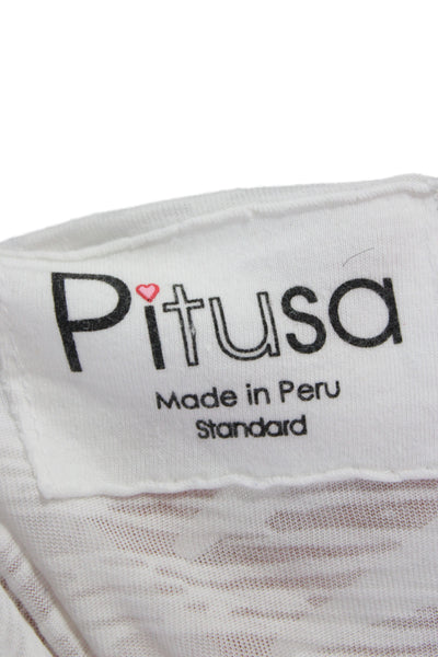 Pitusa Women White Tunic Beach Short Sleeve Top Size One Size