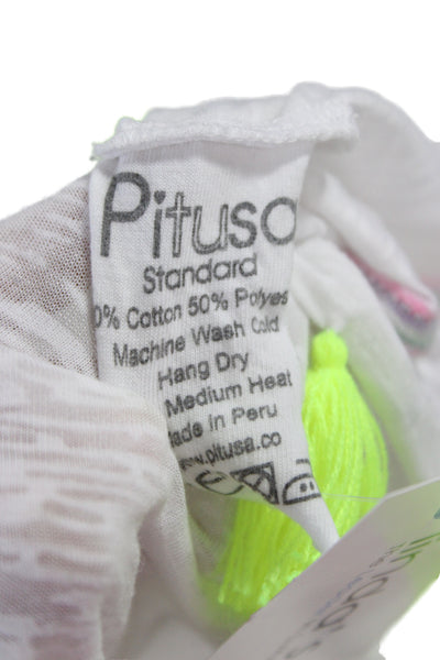 Pitusa Women White Tunic Beach Short Sleeve Top Size One Size