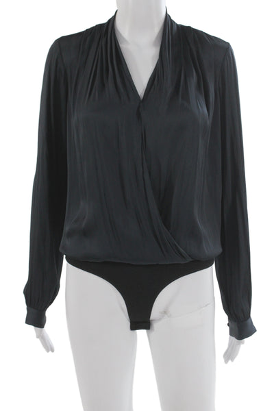 Paige Black Label Womens Black V-Neck Long Sleeve Blouse Size S