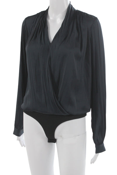 Paige Black Label Womens Black V-Neck Long Sleeve Blouse Size S