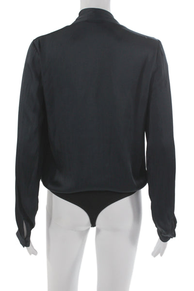 Paige Black Label Womens Black V-Neck Long Sleeve Blouse Size S