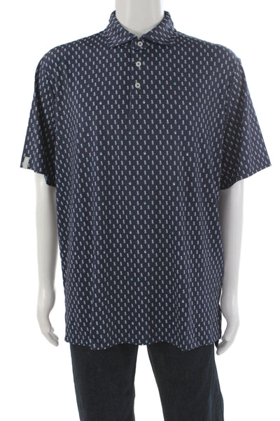 RLX Ralph Lauren Mens Pineapple Short Sleeves Shirt Navy Blue Size Large