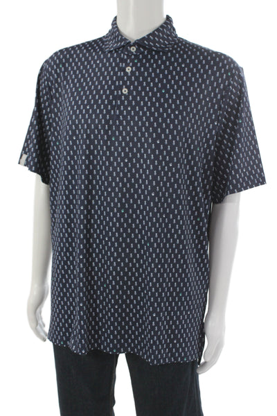 RLX Ralph Lauren Mens Pineapple Short Sleeves Shirt Navy Blue Size Large