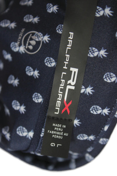 RLX Ralph Lauren Mens Pineapple Short Sleeves Shirt Navy Blue Size Large