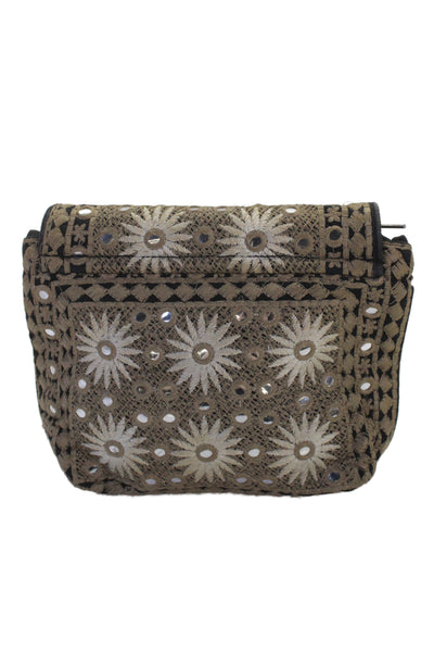 Antik Batik Womens Woven Mirror Detail Elise Pouch Handbag Beige