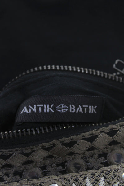 Antik Batik Womens Woven Mirror Detail Elise Pouch Handbag Beige