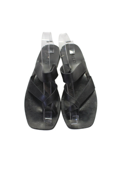 A Emery Womens Leather Strappy Slide On Sandals Black Size 38 8