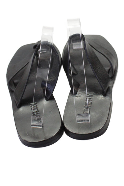 A Emery Womens Leather Strappy Slide On Sandals Black Size 38 8