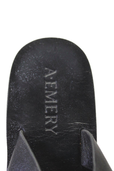A Emery Womens Leather Strappy Slide On Sandals Black Size 38 8