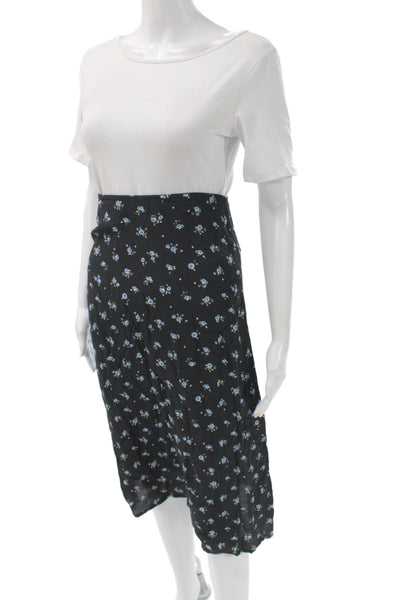 Brandy Melville Womens A-Line Skirt Black Floral 100% Viscose Size One Size