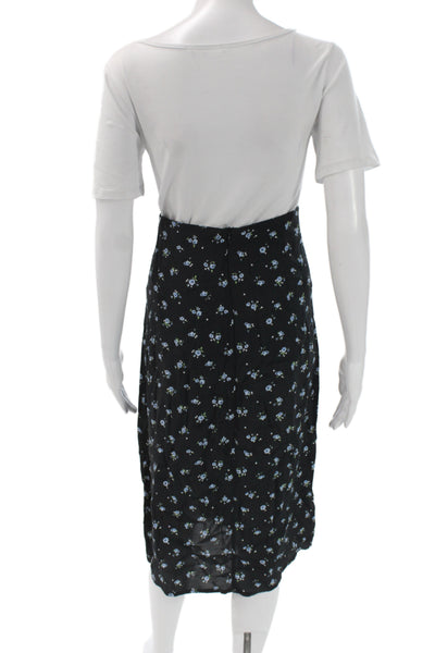 Brandy Melville Womens A-Line Skirt Black Floral 100% Viscose Size One Size