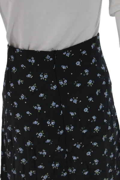 Brandy Melville Womens A-Line Skirt Black Floral 100% Viscose Size One Size