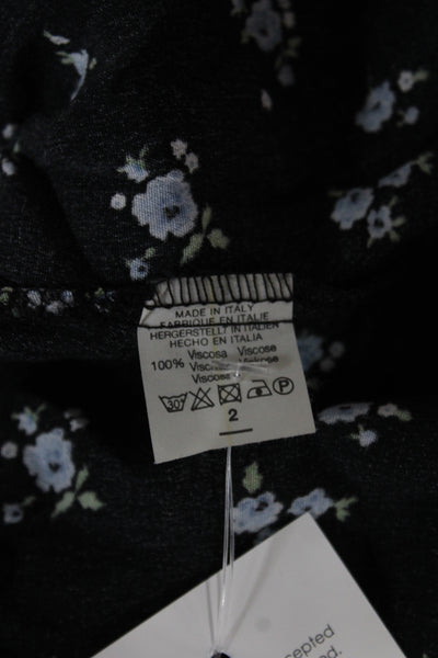 Brandy Melville Womens A-Line Skirt Black Floral 100% Viscose Size One Size