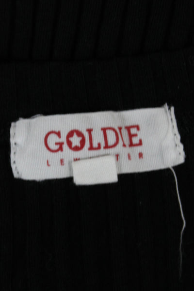 Goldie Womens Cropped Button Up Sweater Black Size S