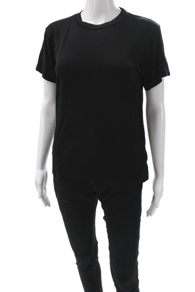 Reformation Womens Black Cotton Spandex T-Shirt Short Sleeve Size S