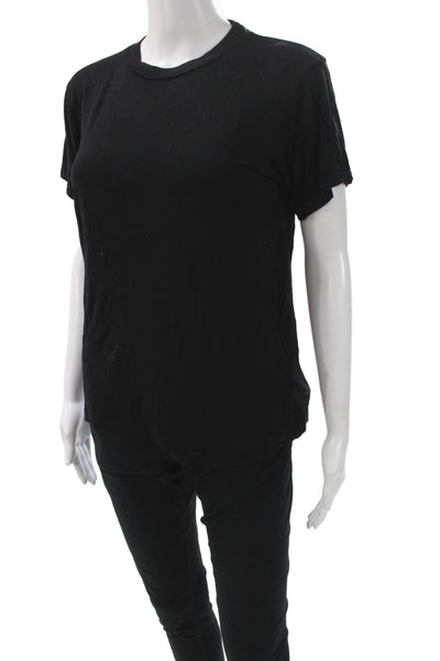 Reformation Womens Black Cotton Spandex T-Shirt Short Sleeve Size S