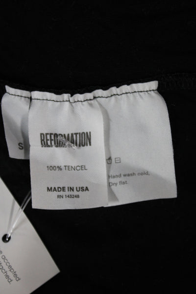 Reformation Womens Black Cotton Spandex T-Shirt Short Sleeve Size S