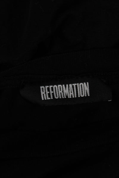 Reformation Womens Black Cotton Spandex T-Shirt Short Sleeve Size S
