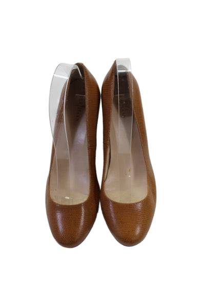 Cole Haan Womens Leather Lizard Print Slide On Wedge Pumps Brown Size 7.5 B