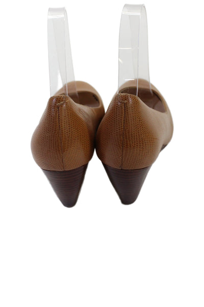 Cole Haan Womens Leather Lizard Print Slide On Wedge Pumps Brown Size 7.5 B