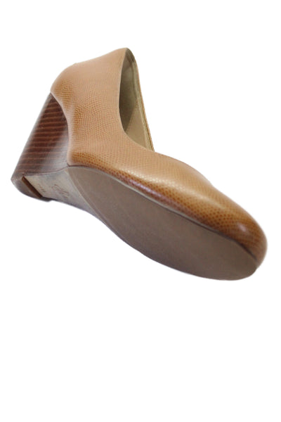 Cole Haan Womens Leather Lizard Print Slide On Wedge Pumps Brown Size 7.5 B