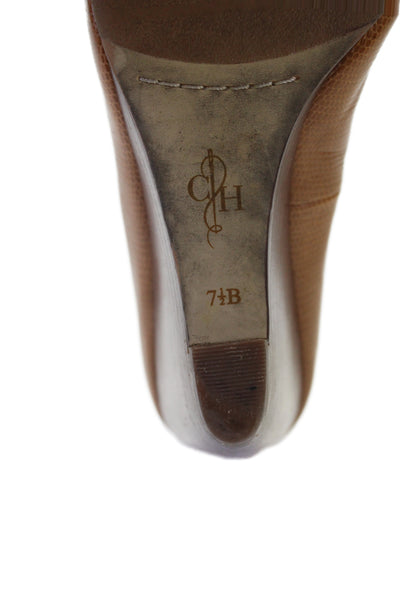 Cole Haan Womens Leather Lizard Print Slide On Wedge Pumps Brown Size 7.5 B