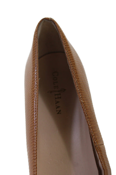 Cole Haan Womens Leather Lizard Print Slide On Wedge Pumps Brown Size 7.5 B