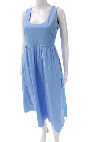 Theory Womens Tank Dress Light Blue Square Neck Sleeveless Maxi Size 0P