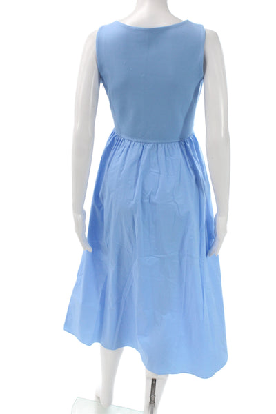 Theory Womens Tank Dress Light Blue Square Neck Sleeveless Maxi Size 0P