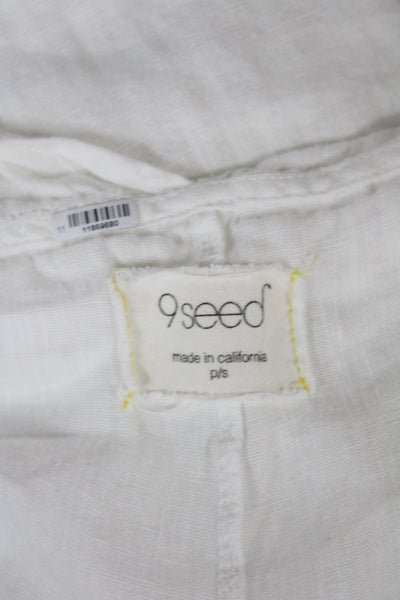9 Seed Women Jumpsuit White 100% Cotton Sleeveless Round Neck Solid Petite Size