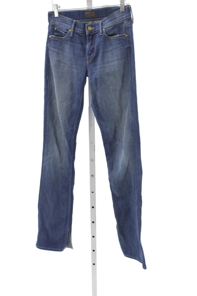 Mother Unisex Straight Blue Jeans Mid Rise 30 Inseam Size 25