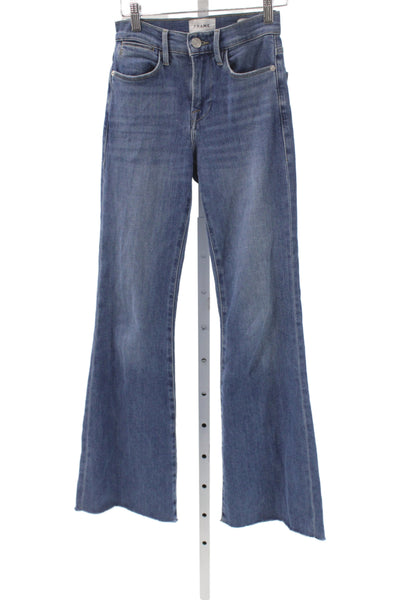 Frame Womens Flared Cropped Jeans Blue Denim Size 24