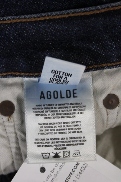 Agolde Women Straight High Rise Jeans Dark Blue Size 24