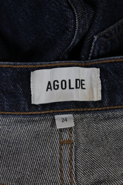 Agolde Women Straight High Rise Jeans Dark Blue Size 24