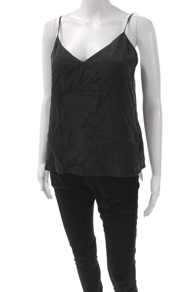 L'Agence Women Black Silk V-Neck Camisole Sleeveless Size XS