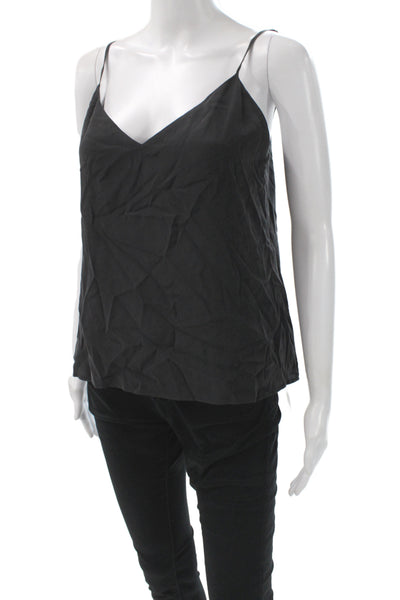 L'Agence Women Black Silk V-Neck Camisole Sleeveless Size XS