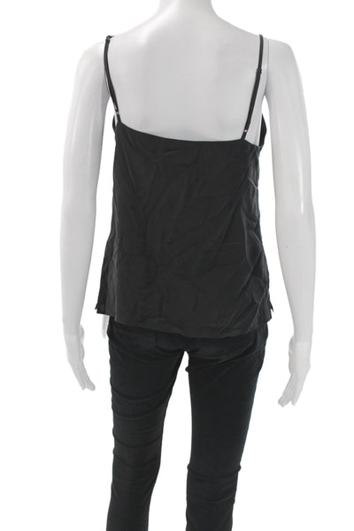 L'Agence Women Black Silk V-Neck Camisole Sleeveless Size XS