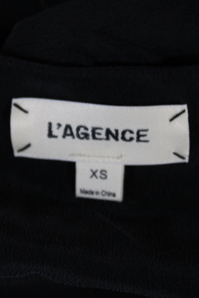 L'Agence Women Black Silk V-Neck Camisole Sleeveless Size XS