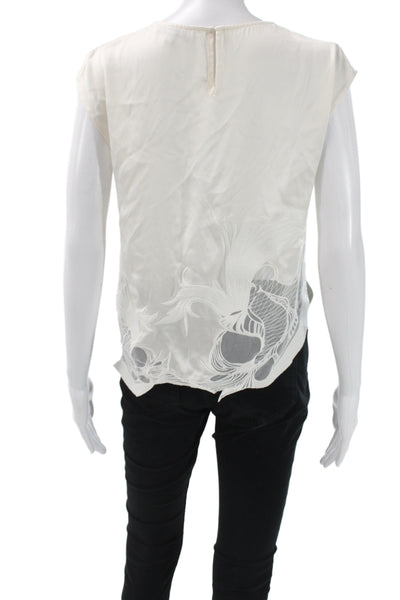 IRO Women Silk Sleeveless Round Neck Button Blouse White Designer Size 34