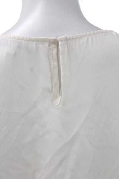 IRO Women Silk Sleeveless Round Neck Button Blouse White Designer Size 34