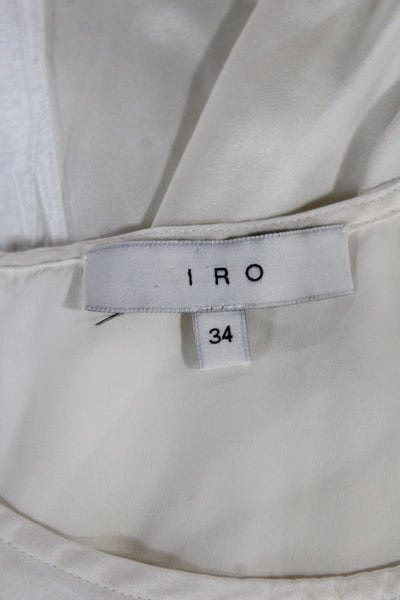 IRO Women Silk Sleeveless Round Neck Button Blouse White Designer Size 34