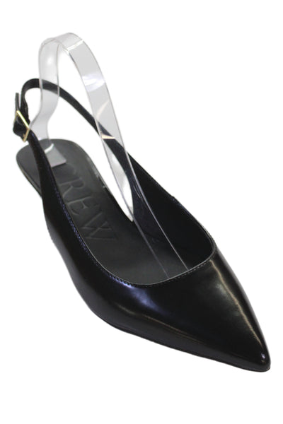 J Crew Womens Patent Leather Slingbacks Kitten Heel Pumps Black Size 8.5