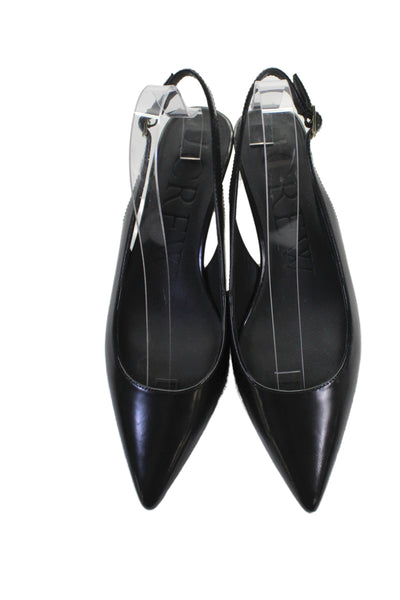 J Crew Womens Patent Leather Slingbacks Kitten Heel Pumps Black Size 8.5