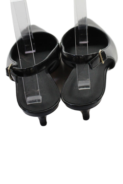 J Crew Womens Patent Leather Slingbacks Kitten Heel Pumps Black Size 8.5