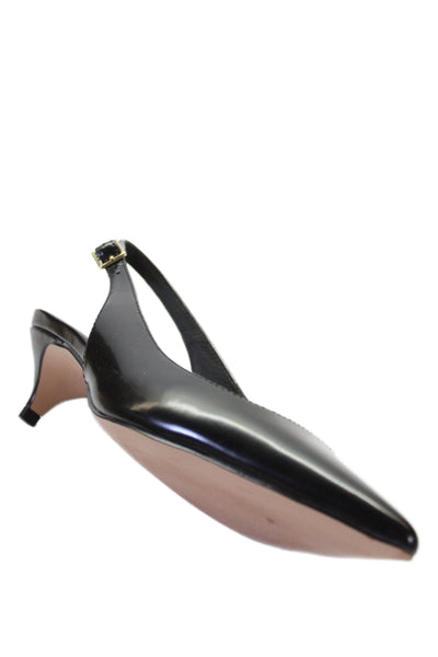 J Crew Womens Patent Leather Slingbacks Kitten Heel Pumps Black Size 8.5