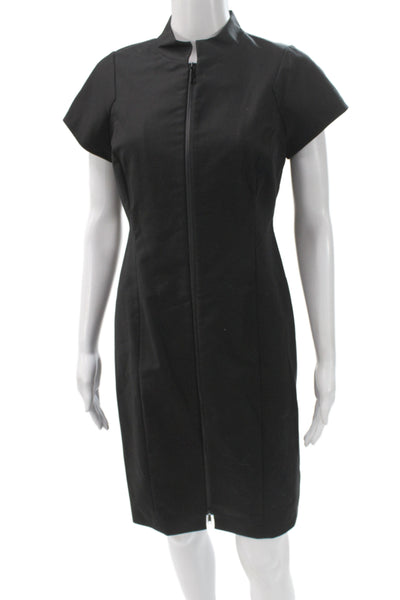 Lafayette 148 New York Women Sheath Dress Black Mock Neck Size 6 Petite