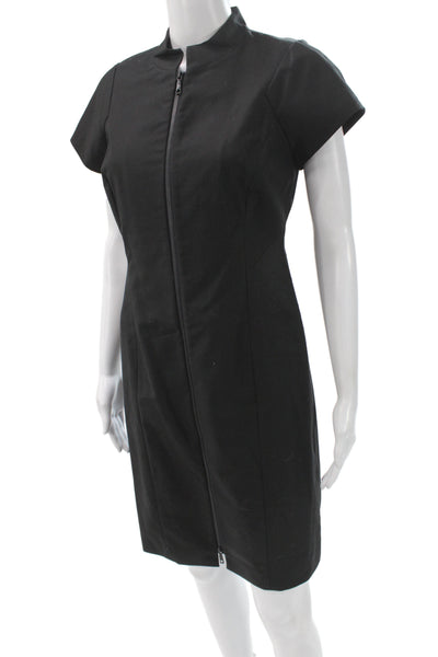 Lafayette 148 New York Women Sheath Dress Black Mock Neck Size 6 Petite