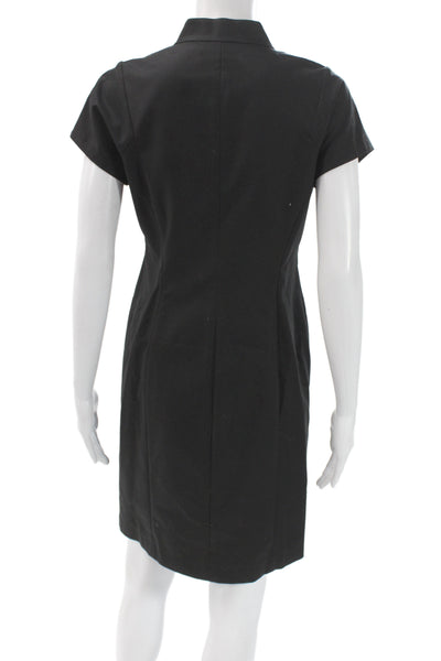 Lafayette 148 New York Women Sheath Dress Black Mock Neck Size 6 Petite