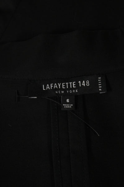 Lafayette 148 New York Women Sheath Dress Black Mock Neck Size 6 Petite